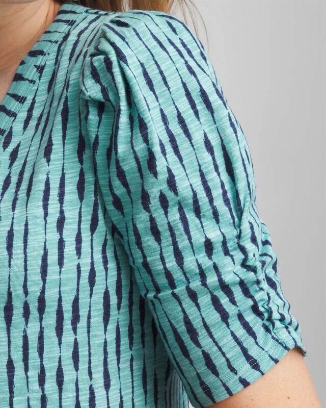 Slub Shirred Sleeve Henley Tee - image 4